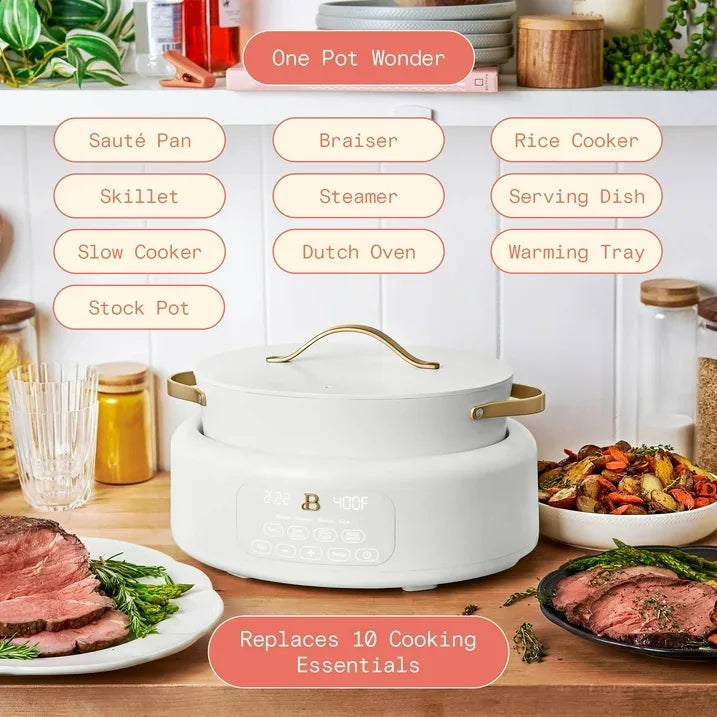Wholesale Price with free shipping across the USA for Beautiful 10 in 1, 6 Qt Electric Multi-Cooker, White Icing by Drew Barrymore - Manji Distributors