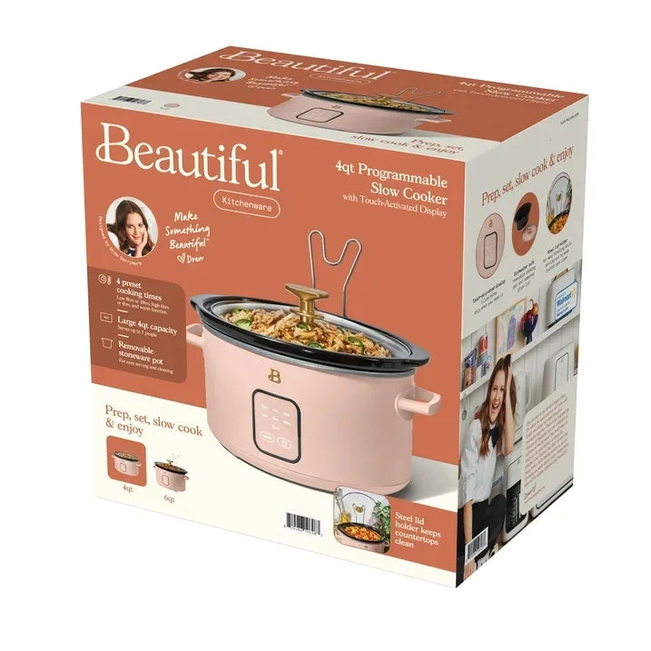 Wholesale Price with free shipping across the USA for Beautiful 4Qt Slow Cooker with Touch-Activated Display, Rose by Drew Barrymore - Manji Distributors