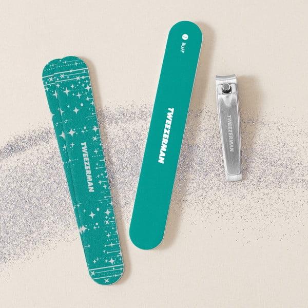 Wholesale Price with free shipping across the USA for Tweezerman Majestic Turquoise Blue Manicure Set - Includes Nail Clipper, Files, and Buffer - Manji Distributors