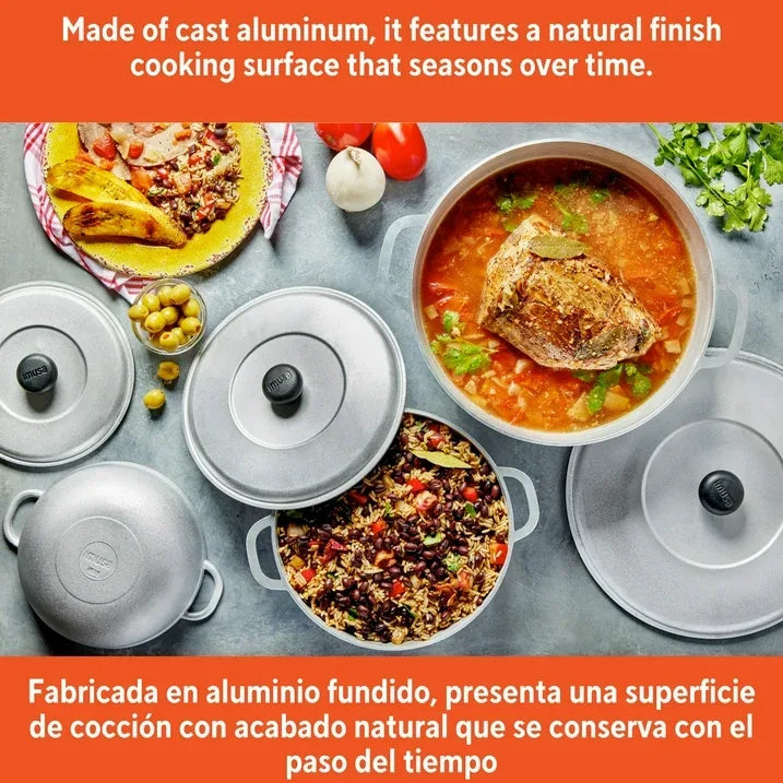 Wholesale Price with free shipping across the USA for IMUSA 1.5/2.5/5.2qt Cast Aluminum Caldero 3pc Set - 18/22/28cm - Manji Distributors