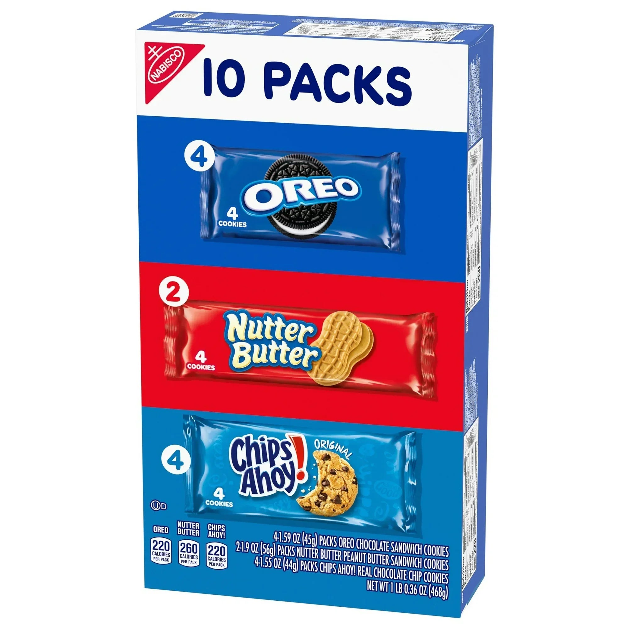 Wholesale Price with free shipping across the USA for Nabisco Cookie Variety Pack, OREO, Nutter Butter, CHIPS AHOY!, 10 Snack Packs (4 Cookies Per Pack) - Manji Distributors