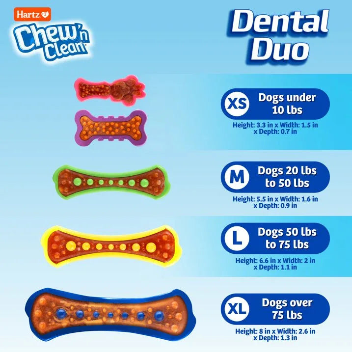 Wholesale Price with free shipping across the USA for Hartz Chew 'n Clean Dental Duo Dog Toy, Large, Color May Vary - Manji Distributors