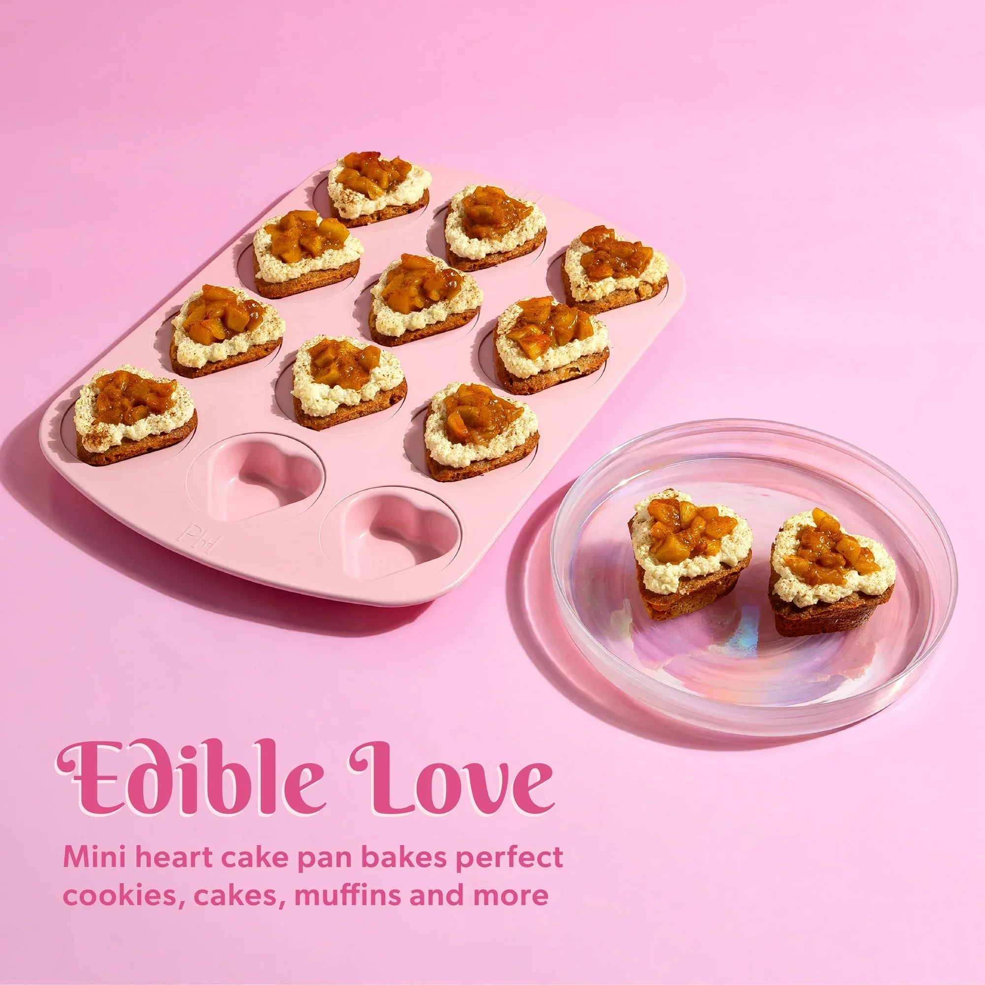 Wholesale Price with free shipping across the USA for Paris Hilton 12 Cup Mini Heart Pan, Premium Nonstick, Heavy Duty Carbon Steel, Dishwasher Safe, Pink - Manji Distributors