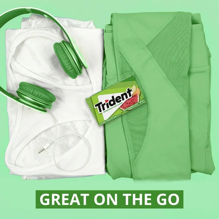 Wholesale Price with free shipping across the USA for Trident Sugar Free Gum, Watermelon, 3 Packs of 14 Regular Size Pieces (42 Total Pieces) - Manji Distributors