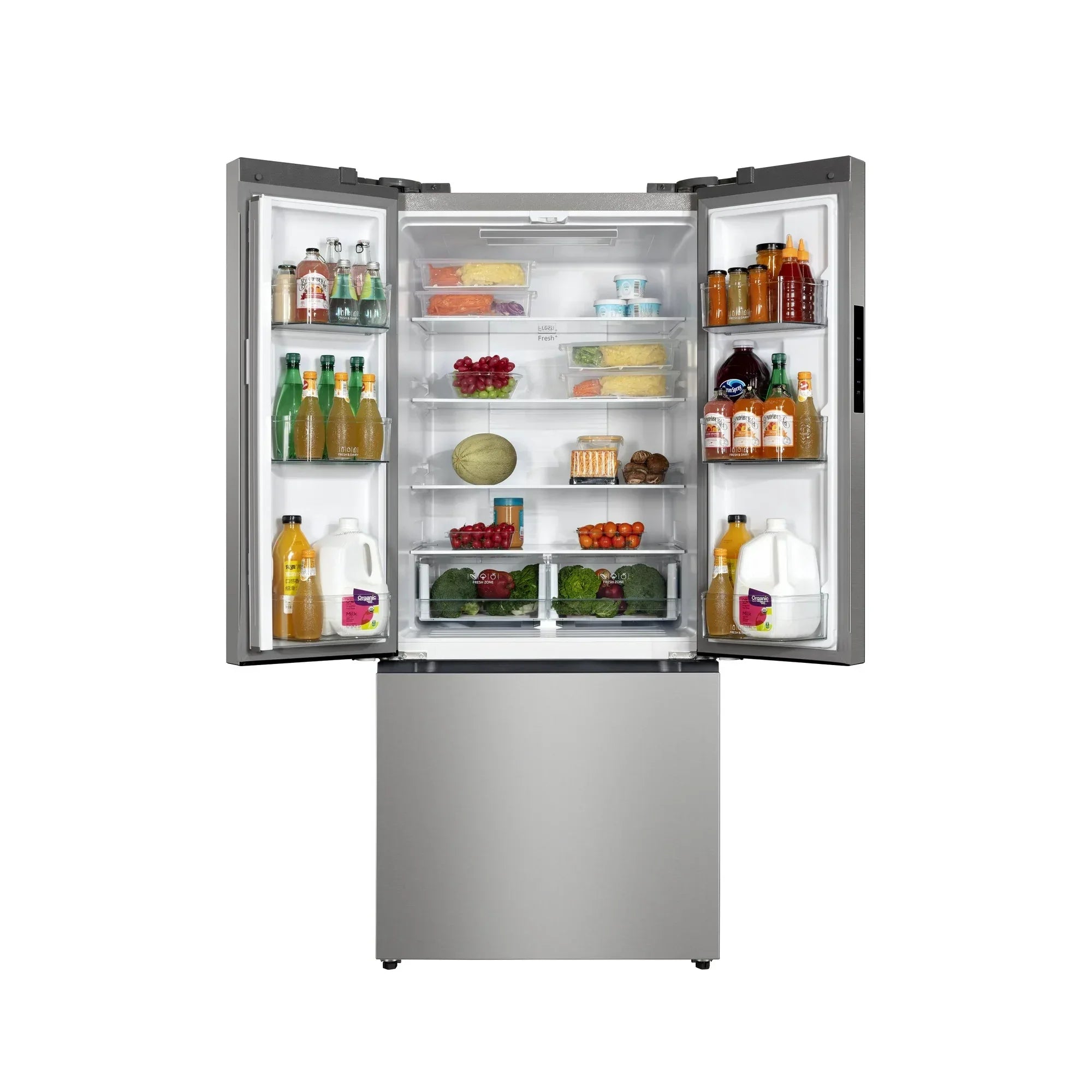 Wholesale Price with free shipping across the USA for Hamilton Beach, 17.7 Cu. Ft. French Door Refrigerator, Freestanding Installation, Platinum Silver, HZ0771 - Manji Distributors