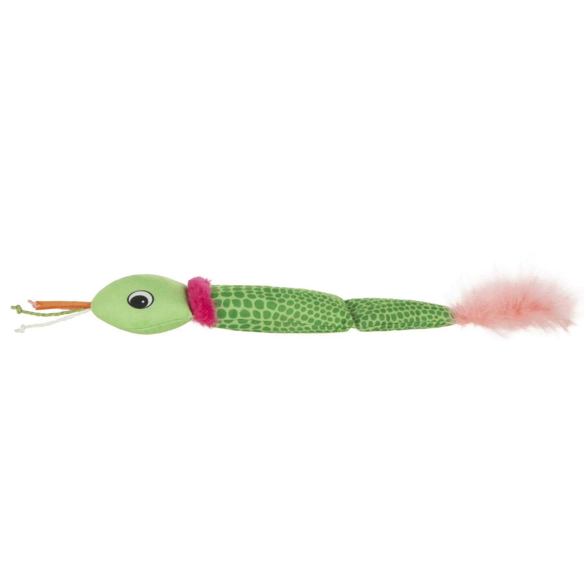 Wholesale Price with free shipping across the USA for SmartyKat Crinkle Creeper Crinkle Plush Kicker Cat Toy with Catnip Filled Tail, Green - Manji Distributors