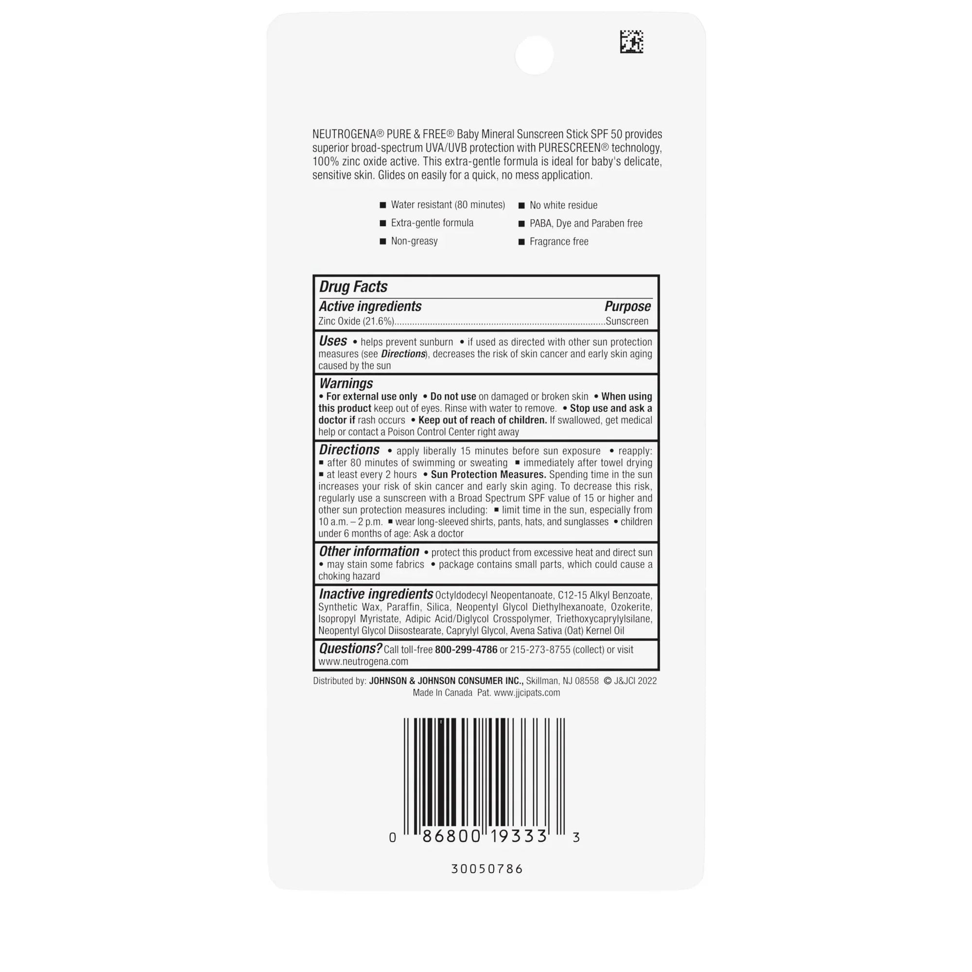 Wholesale Price with free shipping across the USA for Neutrogena Pure & Free Baby Mineral Sunscreen Stick, SPF 50, 0.47 oz - Manji Distributors
