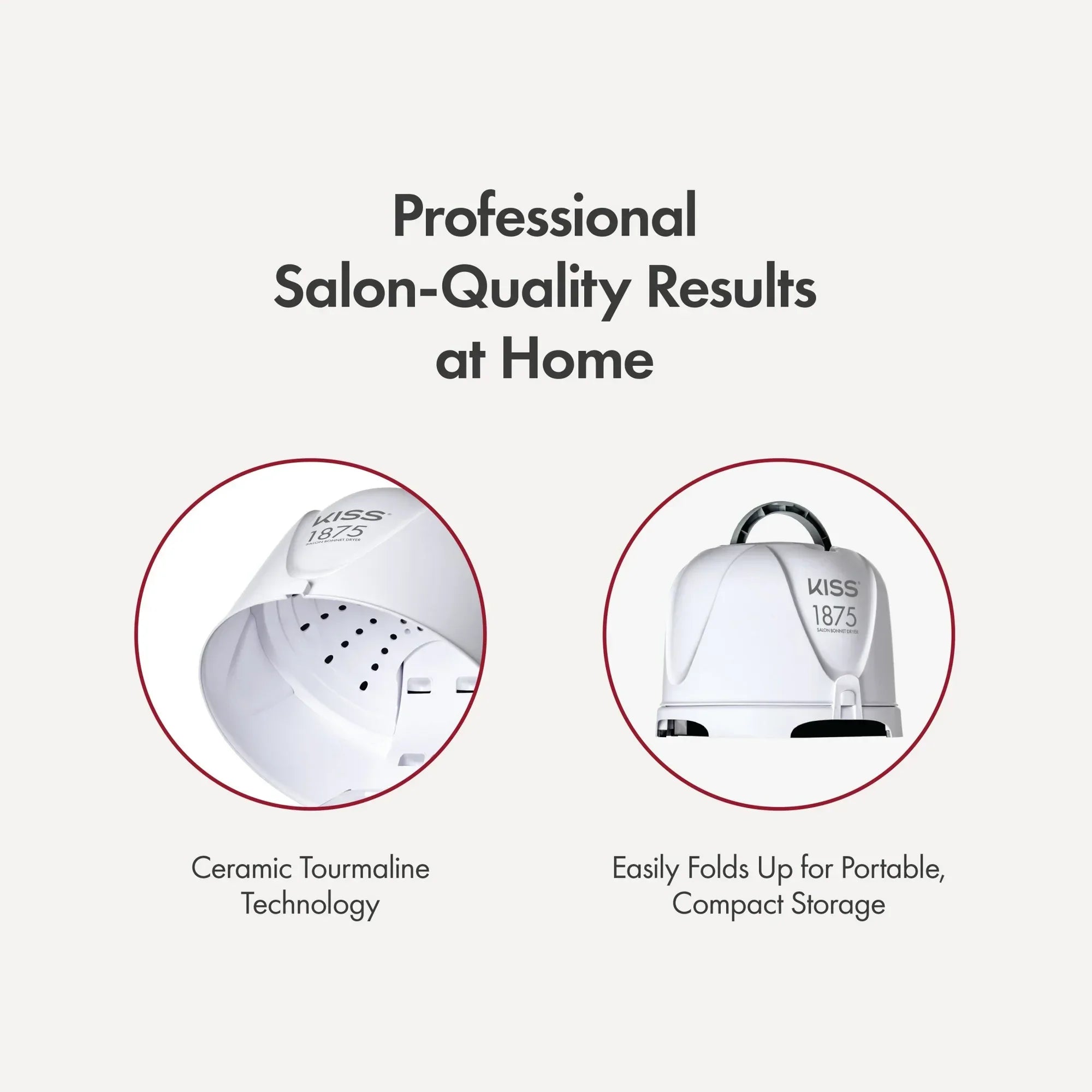 Wholesale Price with free shipping across the USA for KISS 1875W Salon Bonnet Portable Hair Dryer with Adjustable Height & 4 Heat Settings - Manji Distributors