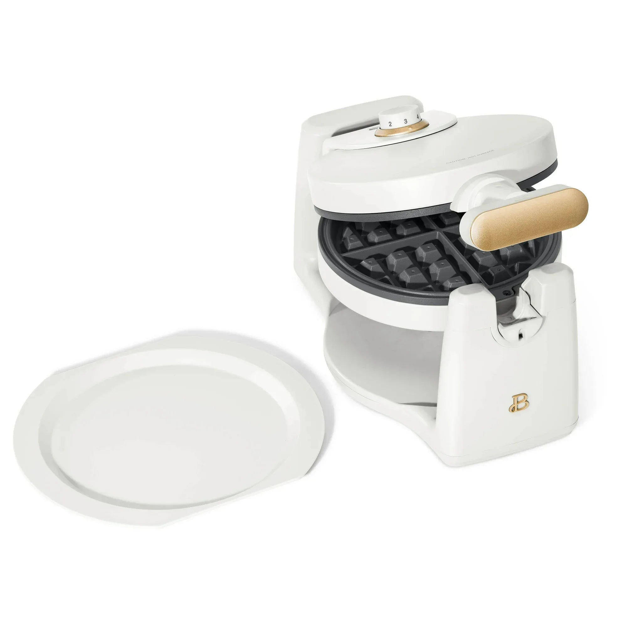 Wholesale Price with free shipping across the USA for Beautiful Rotating Belgian Waffle Maker, White Icing by Drew Barrymore - Manji Distributors