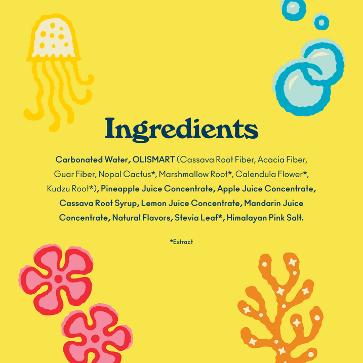 Wholesale Price with free shipping across the USA for OLIPOP Prebiotic Soda, SpongeBob Pineapple Paradise, 12 fl oz, 4 pack, Pantry Pack - Manji Distributors