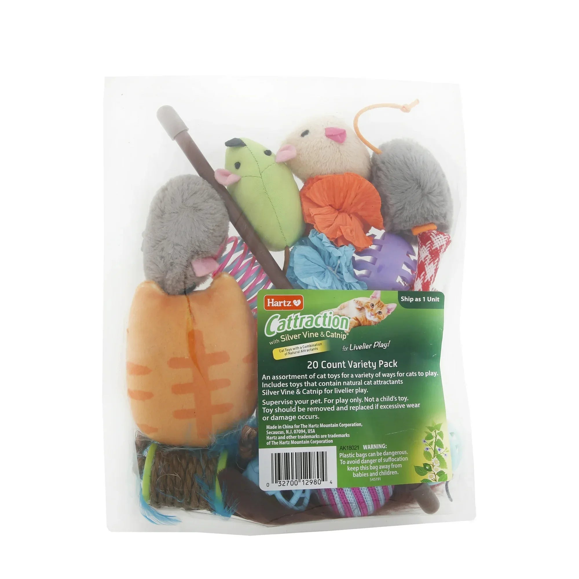 Wholesale Price with free shipping across the USA for Hartz Cattraction Cat Toy Variety Pack with Silver Vine & Catnip, 20 Count - Manji Distributors