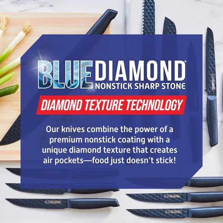 Wholesale Price with free shipping across the USA for Blue Diamond Sharp Stone Nonstick Knife Set, 3-piece - Manji Distributors