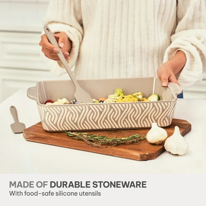 Wholesale Price with free shipping across the USA for Thyme & Table, 10-Piece Ceramic Bakeware Set, with Spatulas & Whisk, Madison - Manji Distributors