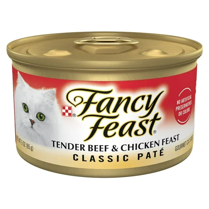 Wholesale Price with free shipping across the USA for (24 pack) Purina Fancy Feast Classic Pate Kitten Food, Wet Cat Food, Tender Beef & Chicken, 3 oz Can - Manji Distributors