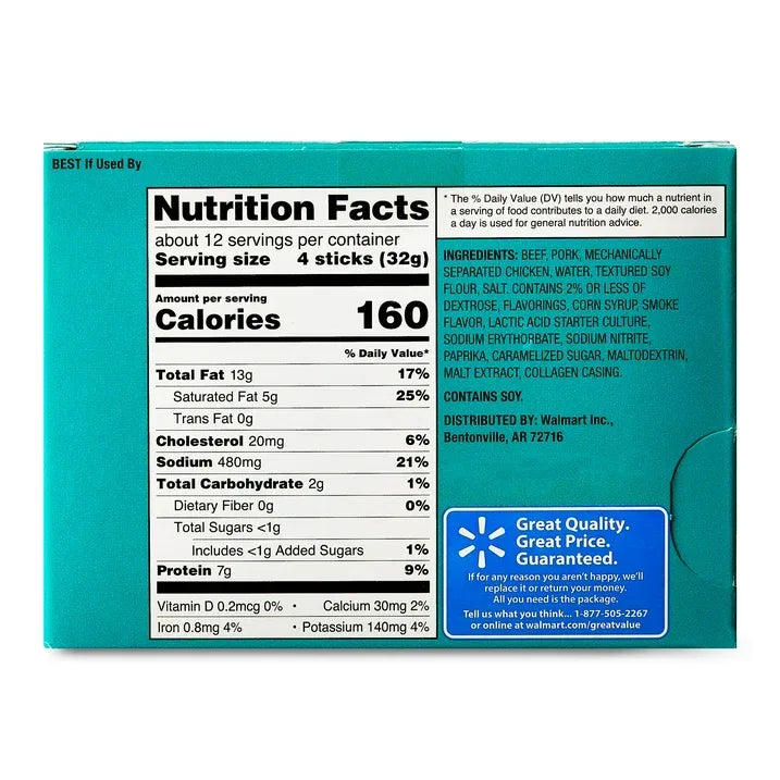 Wholesale Price with free shipping across the USA for Great Value Original Snack Meat Sticks, 46 Count - Manji Distributors