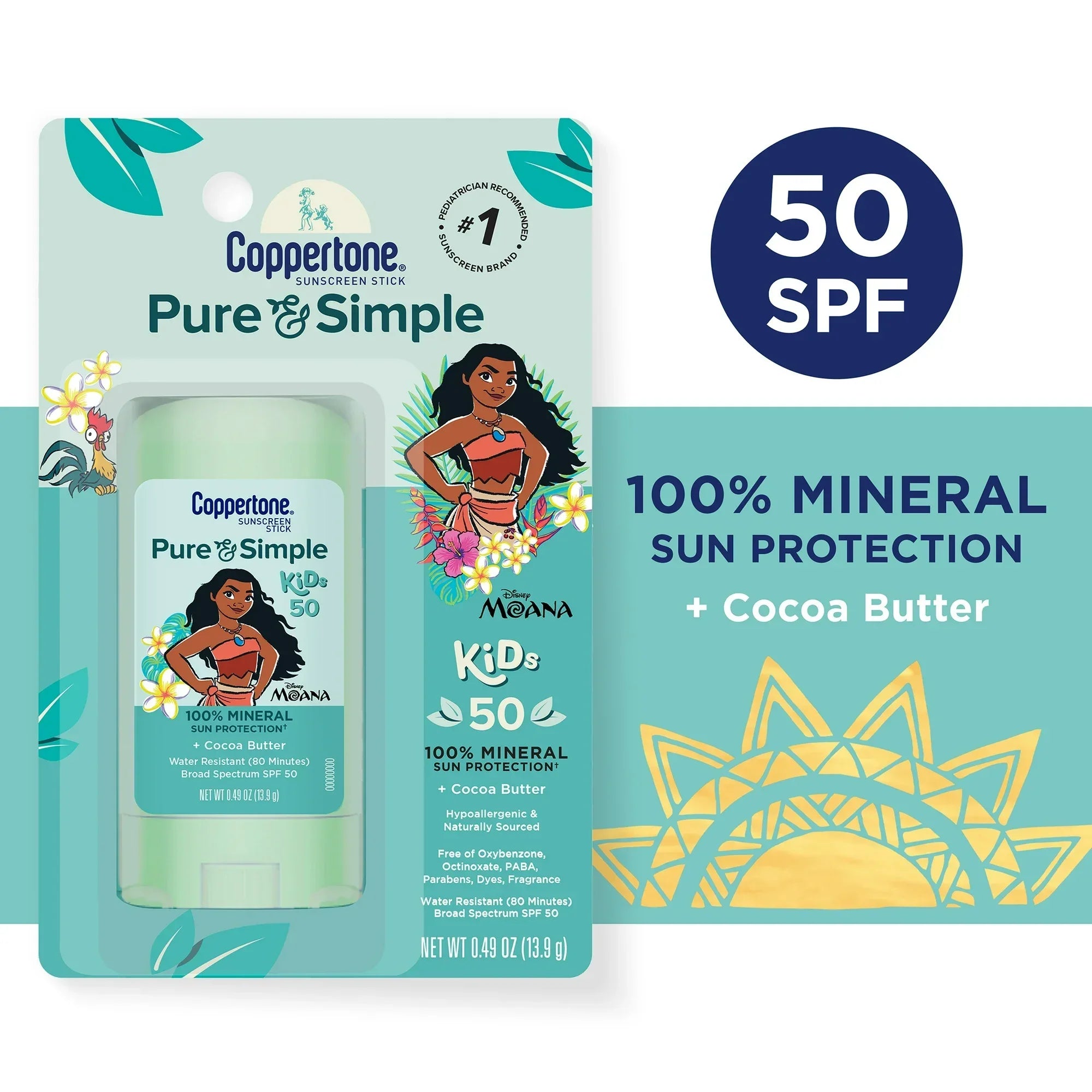 Wholesale Price with free shipping across the USA for Coppertone Pure & Simple, 100% Mineral Sunscreen Stick, Child, SPF 50, 0.49 oz - Manji Distributors
