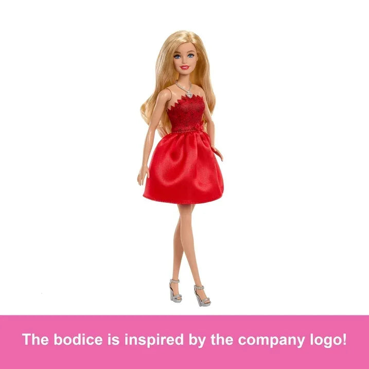 Wholesale Price with free shipping across the USA for Barbie Mattel 80th Anniversary Ruby-Red Celebration Fashion Doll Wearing Red Dress with Accessories - Manji Distributors