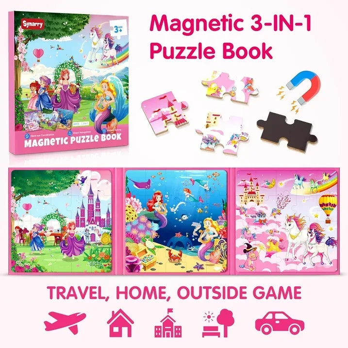 Wholesale Price with free shipping across the USA for SYNARRY Unicorn Mermaid Princess 3-in-1 Magnetic Puzzles for Girls Kids Ages 3-6, Each Puzzle with 20 Pieces, FSC Certified Jigsaw Puzzle for Kids - Manji Distributors