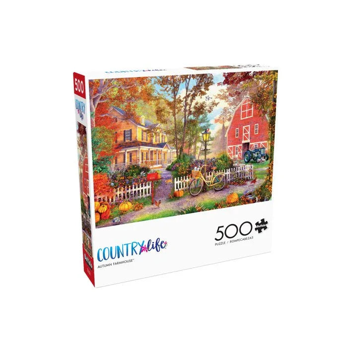 Wholesale Price with free shipping across the USA for Buffalo Games 500-Piece Country Life Autumn Farmhouse Jigsaw Puzzle - Manji Distributors