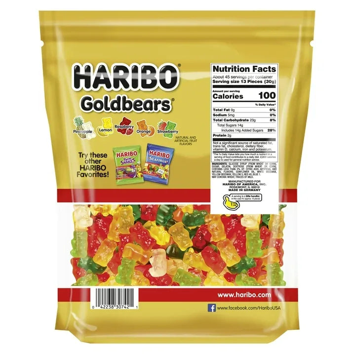 Wholesale Price with free shipping across the USA for HARIBO Goldbears Gummy Bears Original Assorted Fruit Flavor Candy Gummies, 3lb, Bulk Party Size Bag - Manji Distributors