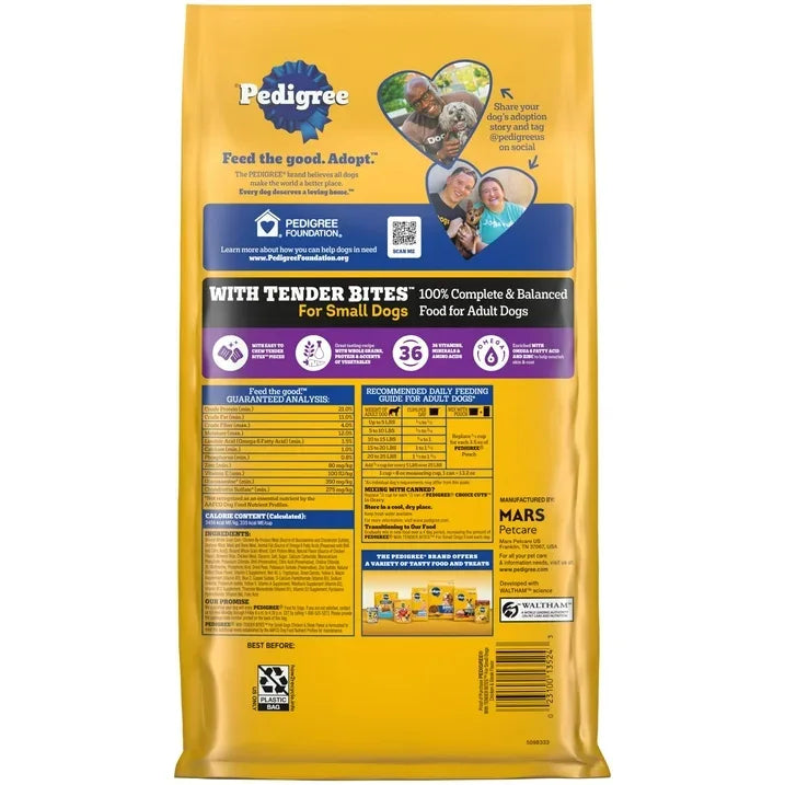 Wholesale Price with free shipping across the USA for Pedigree With Tender Bites Complete Nutrition Adult Small Breed Dry Dog Food, Chicken & Steak Flavor, 3.5 Lb Bag - Manji Distributors