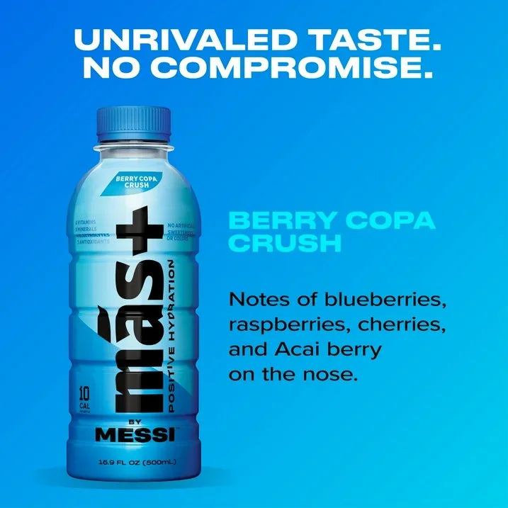 Wholesale Price with free shipping across the USA for Más+ by Messi Hydration Sports Drink Variety, 12 Pack, 12 fl oz Bottles - Manji Distributors