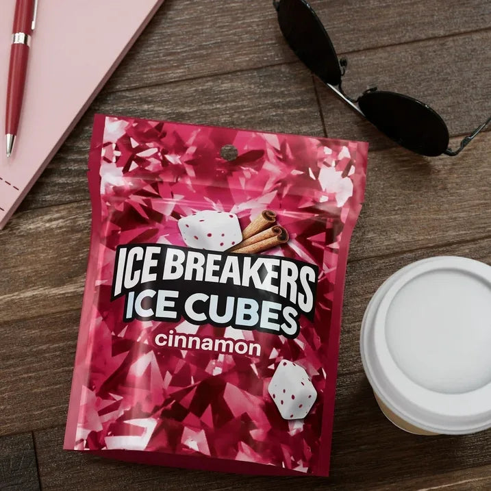 Wholesale Price with free shipping across the USA for Ice Breakers Ice Cubes Cinnamon Sugar Free Chewing Gum, Pouch 8.11 oz, 100 Pieces - Manji Distributors