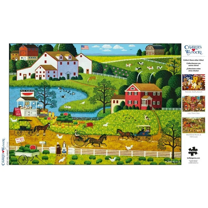 Wholesale Price with free shipping across the USA for Buffalo Games Charles Wysocki Jolly Hill Farms 500-Piece Interlocking Jigsaw Puzzle for Adults Ages 14+ - Manji Distributors