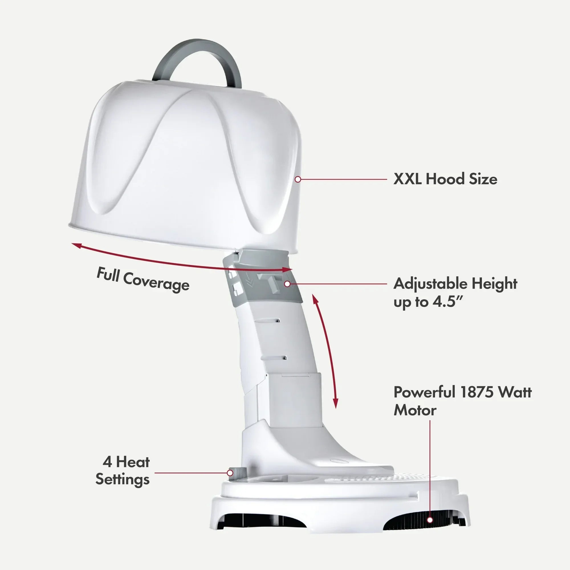 Wholesale Price with free shipping across the USA for KISS 1875W Salon Bonnet Portable Hair Dryer with Adjustable Height & 4 Heat Settings - Manji Distributors