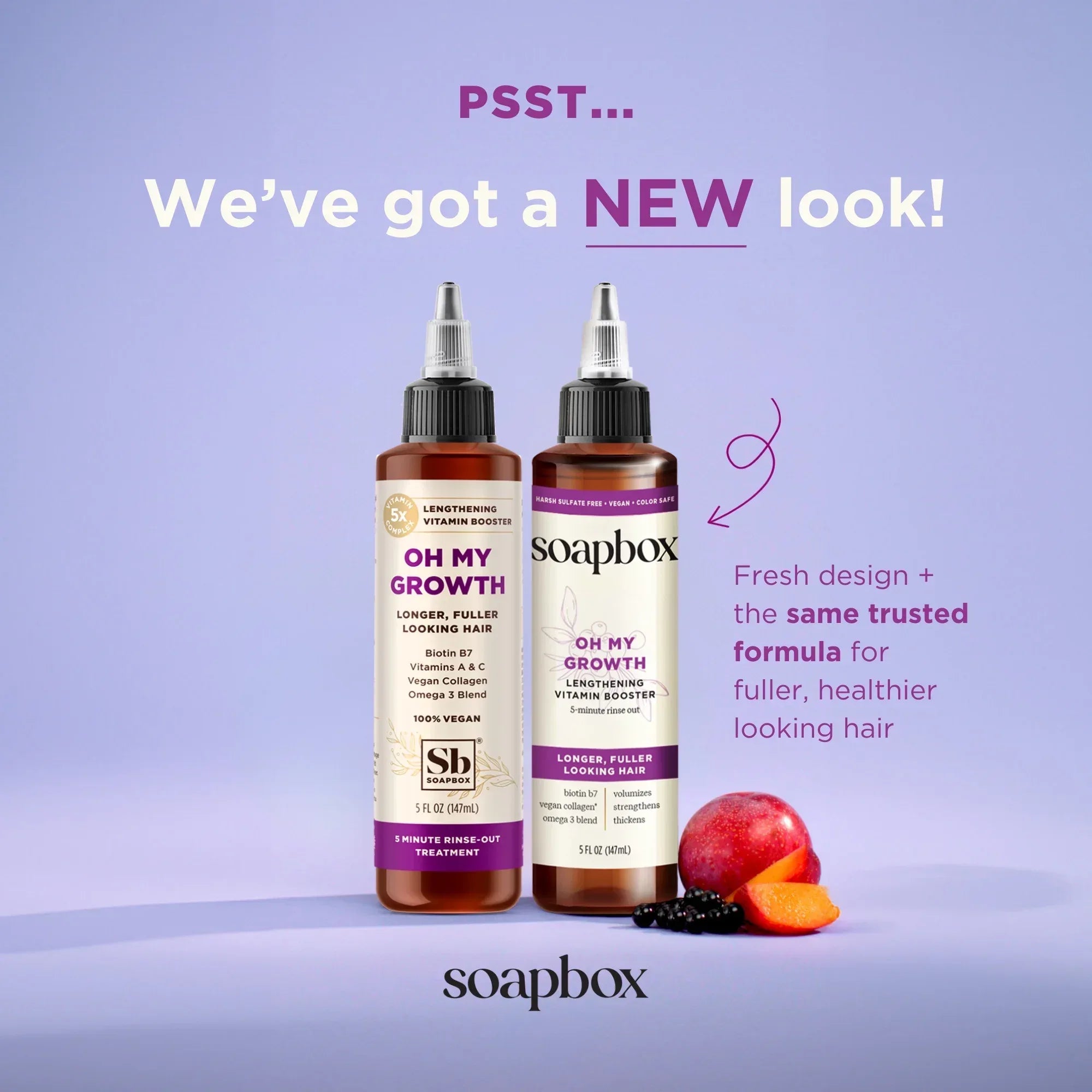 Wholesale Price with free shipping across the USA for Soapbox Oh My Growth Lengthening Vitamin Booster Rinse-Out Treatment with Biotin B7 & Vegan Collagen, 5 fl oz - Manji Distributors