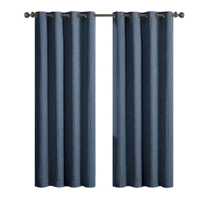 Wholesale Price with free shipping across the USA for Better Homes & Gardens Woven Textured Grommet Blackout Curtain Panel, 1-Piece, Blue, 50