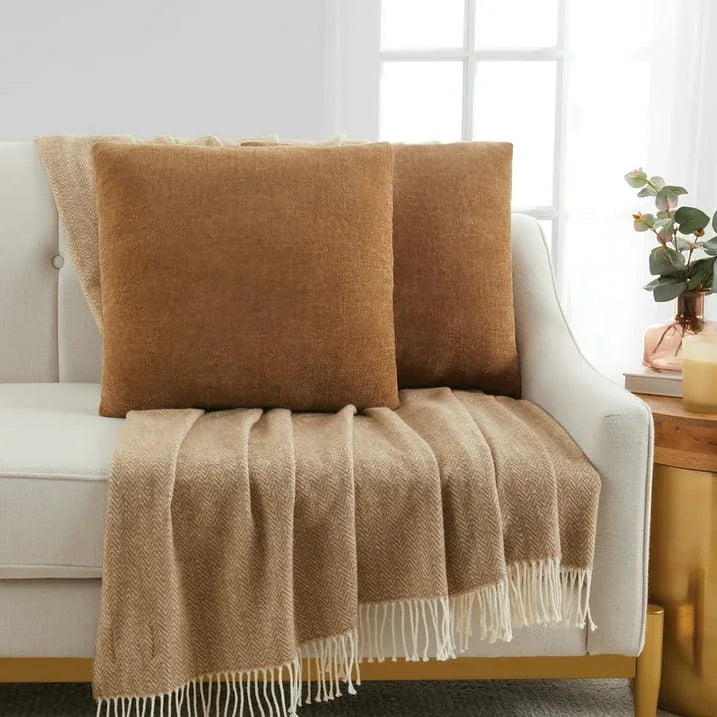 Wholesale Price with free shipping across the USA for Mainstays Solid Chenille Decorative Pillow Set, Brown, 18