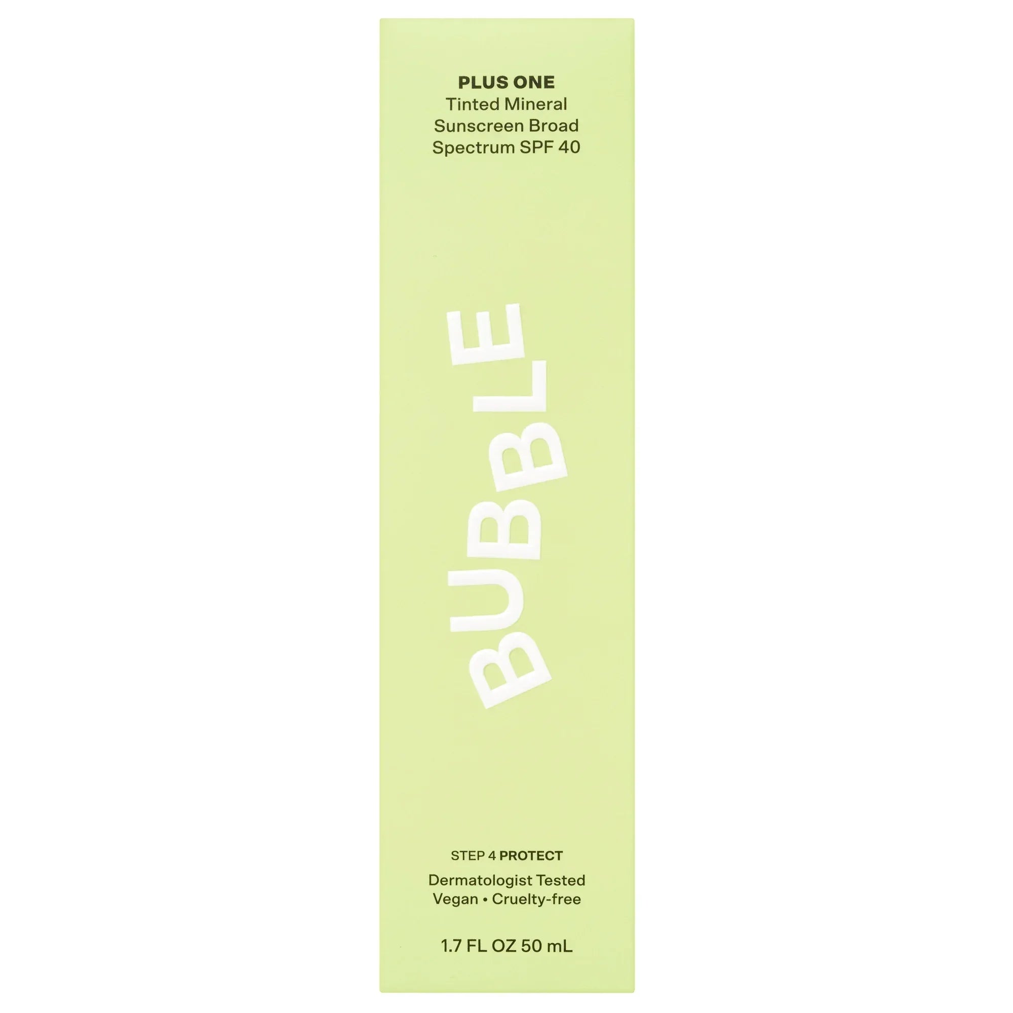 Wholesale Price with free shipping across the USA for Bubble Skincare Plus One Tinted Sunscreen SPF 40, Everyday Care Sun Protection, All Skin Types, 1.7 fl oz / 50mL - Manji Distributors