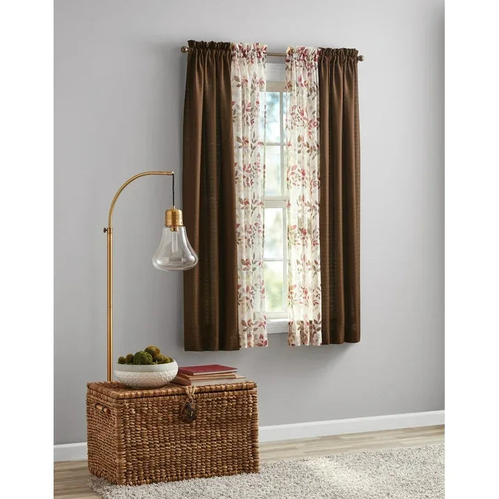 Wholesale Price with free shipping across the USA for Mainstays Curtain and Sheers Set, 4 Panels, Brown, 27.5