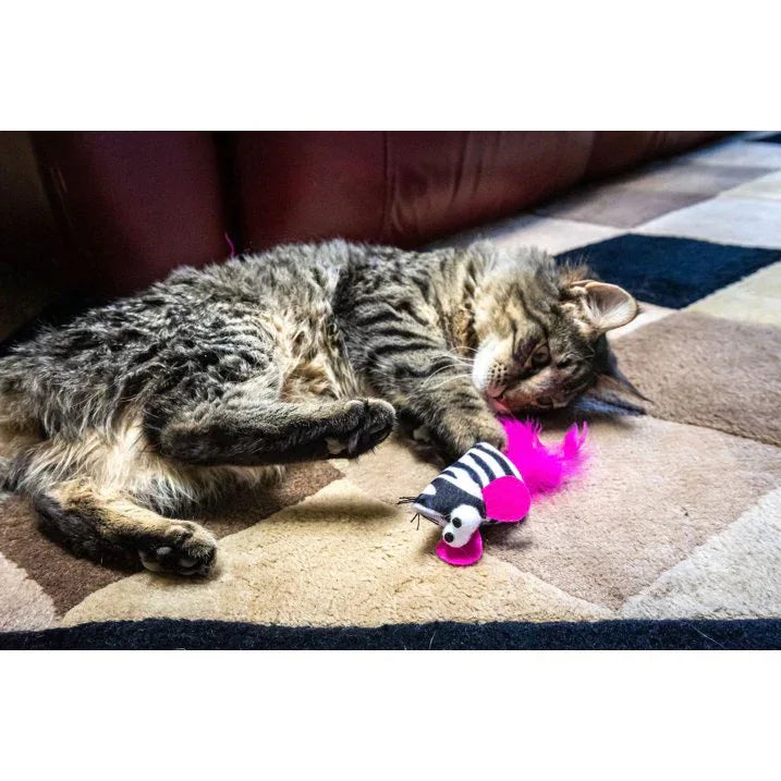 Wholesale Price with free shipping across the USA for (5 pack) Vibrant Life Safari Feather Mice Cat Toy, Assorted Colors - Manji Distributors