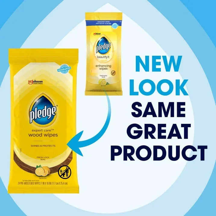 Wholesale Price with free shipping across the USA for Pledge Expert Care Wood Wipes, Shines and Protects, Removes Fingerprints, Lemon Scent, 24 Count (Pack of 6) - Manji Distributors