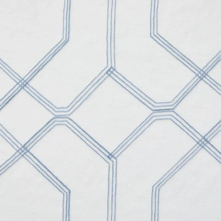 Wholesale Price with free shipping across the USA for Mainstays Modern Geometric Embroidered Rod Pocket Sheer Curtains, Set of 4, Blue, 28