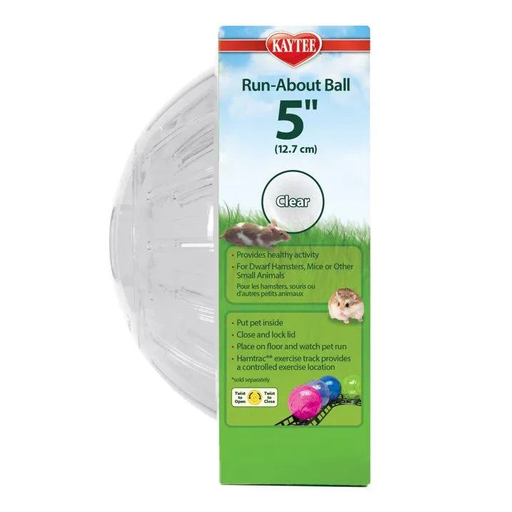 Wholesale Price with free shipping across the USA for Kaytee Run-About Ball for Dwarf Hamsters, Mice and Other Small Animals, Clear 5 Inches - Manji Distributors
