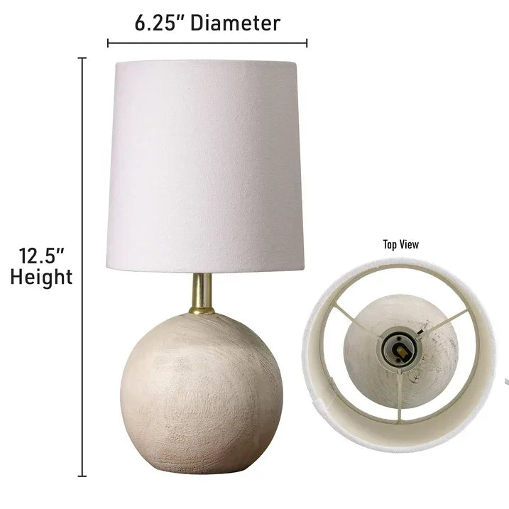 Wholesale Price with free shipping across the USA for Xtreme Lit Mini Table Lamp with Round Base, Resin Bedside Lamp Shade, Natural Gray - Manji Distributors