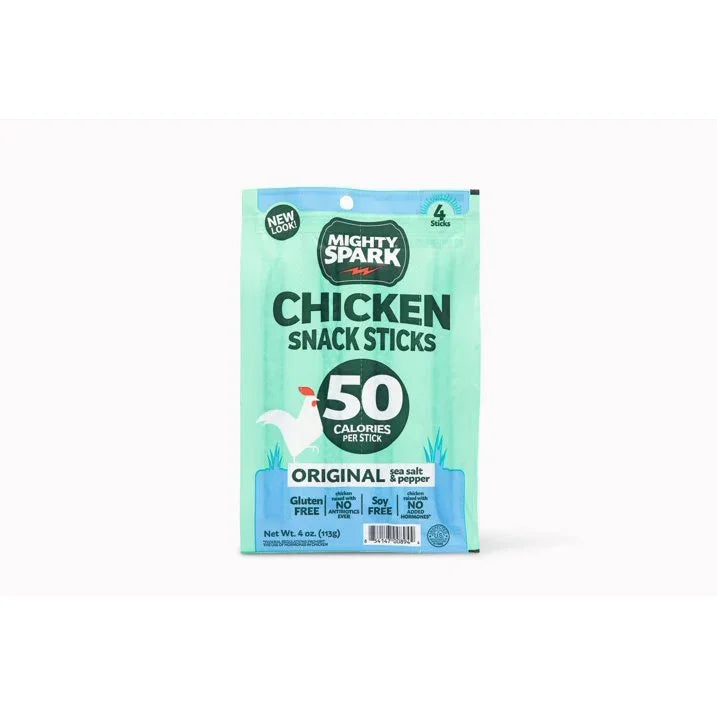 Wholesale Price with free shipping across the USA for Mighty Spark Original Sea Salt & Pepper Chicken Snack Sticks, 4 oz, 4 Count Pack - Manji Distributors