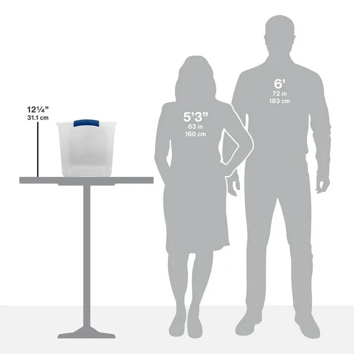 Wholesale Price with free shipping across the USA for Sterilite Small Storage Bin, 27 Quart Clear Plastic Storage Container with Latch Lid, Blue, 10 Count - Manji Distributors