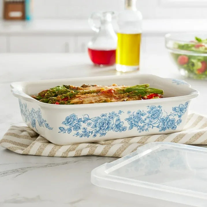 Wholesale Price with free shipping across the USA for The Pioneer Woman Agatha Small Rectangular Baker with Lid, 7