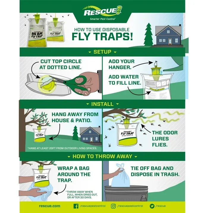 Wholesale Price with free shipping across the USA for RESCUE! Outdoor Disposable Hanging Fly Trap, 1 Resin Trap - Manji Distributors