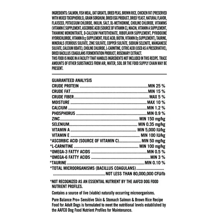 Wholesale Price with free shipping across the USA for Pure Balance Pro+ Sensitive Skin & Stomach Dog Food, Salmon & Rice Recipe, 8 lb Bag - Manji Distributors