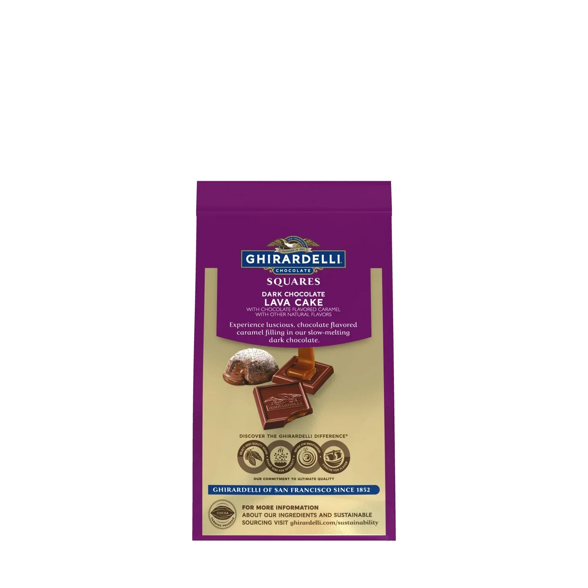 Wholesale Price with free shipping across the USA for GHIRARDELLI Dark Chocolate Candy SQUARES with Lava Cake Filling, 5.3 oz Bag - Manji Distributors