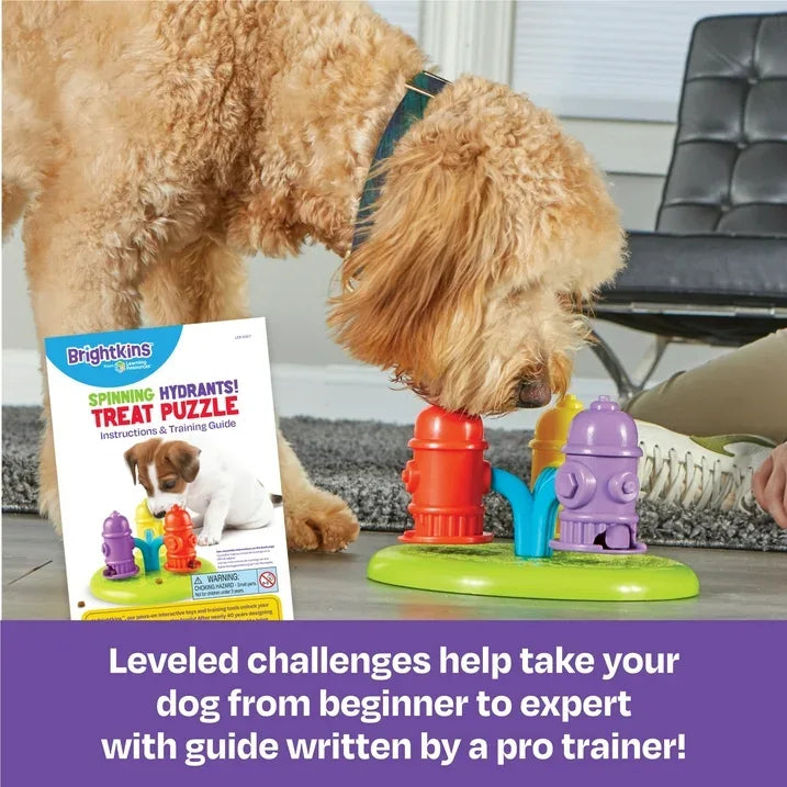 Wholesale Price with free shipping across the USA for Brightkins Spinning Hydrants Dog Toy Treat Puzzle for Interactive Enrichment Training & Puppy Birthdays - Manji Distributors