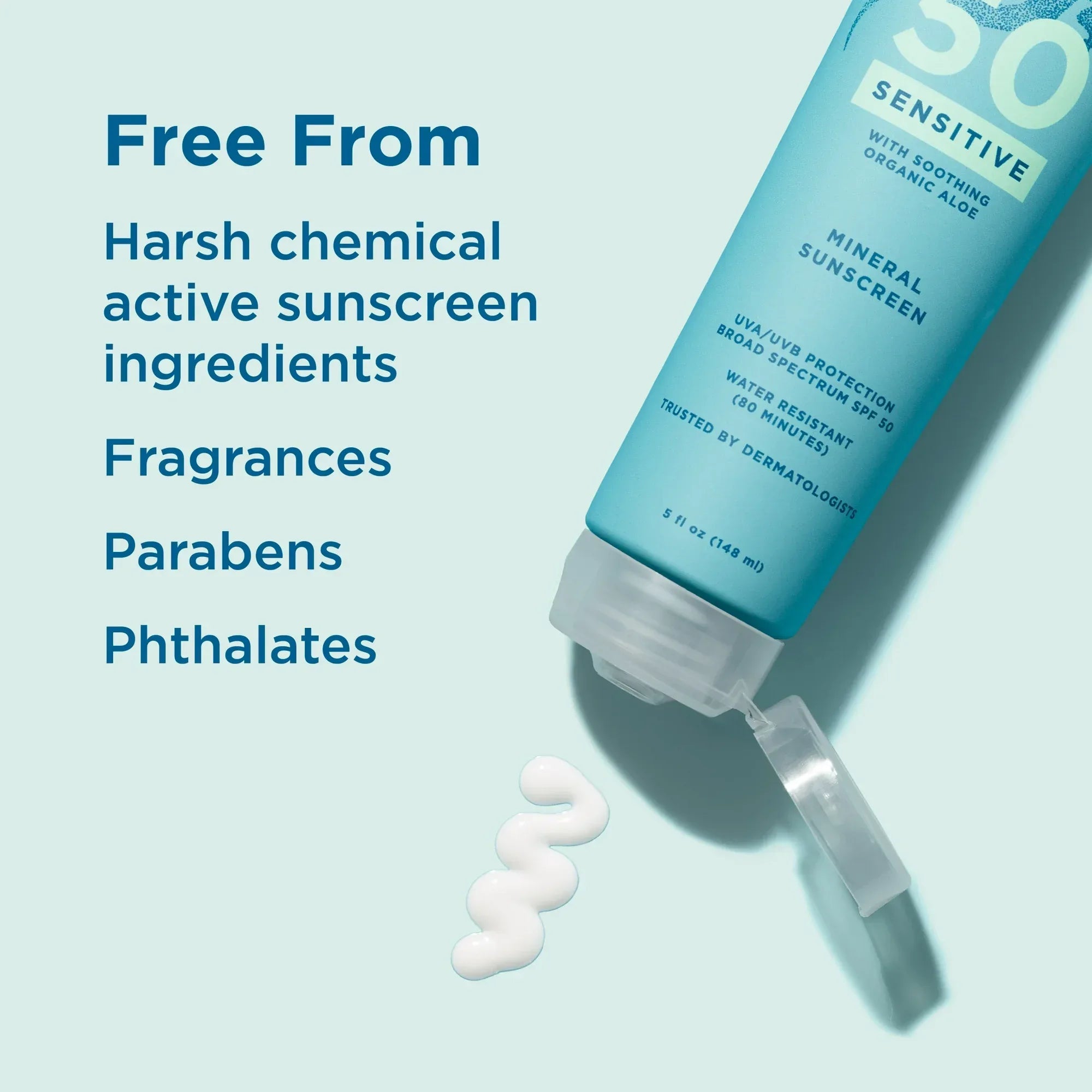 Wholesale Price with free shipping across the USA for Blue Lizard Australian Sunscreen Sensitive SPF 50 Lotion, 5 oz Tube - Manji Distributors