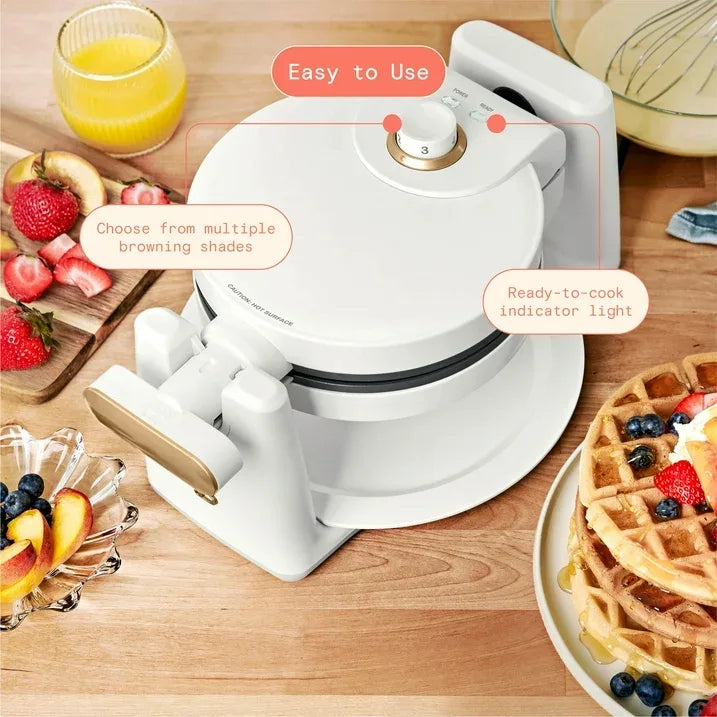 Wholesale Price with free shipping across the USA for Beautiful Rotating Belgian Waffle Maker, White Icing by Drew Barrymore - Manji Distributors