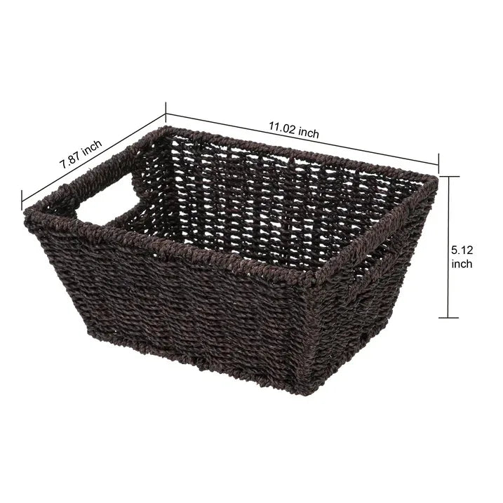 Wholesale Price with free shipping across the USA for Homezone Espresso Handwoven Seagrass Basket, Rectangle - Manji Distributors