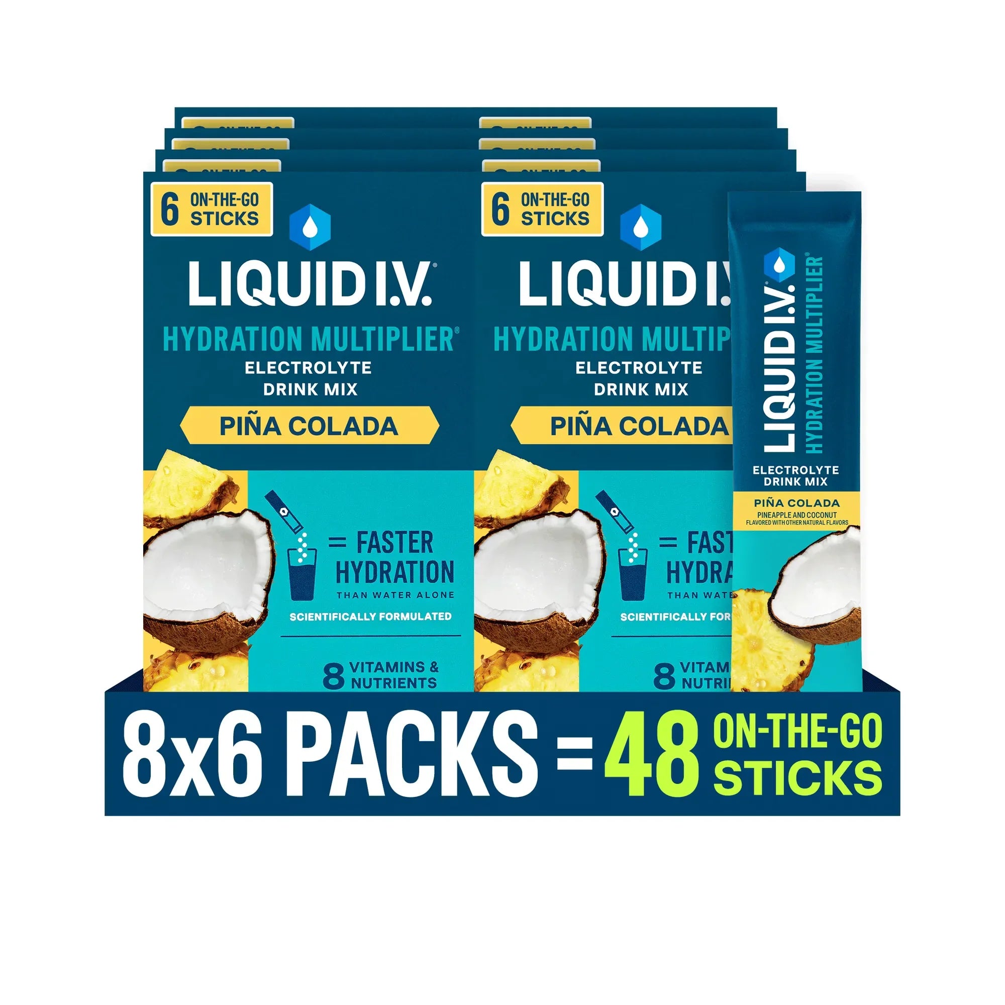 Wholesale Price with free shipping across the USA for (8 pack) Liquid I.V.® Piña Colada Hydration Multiplier® Powdered Electrolyte Drink Mix, 6 Count Packets - Manji Distributors